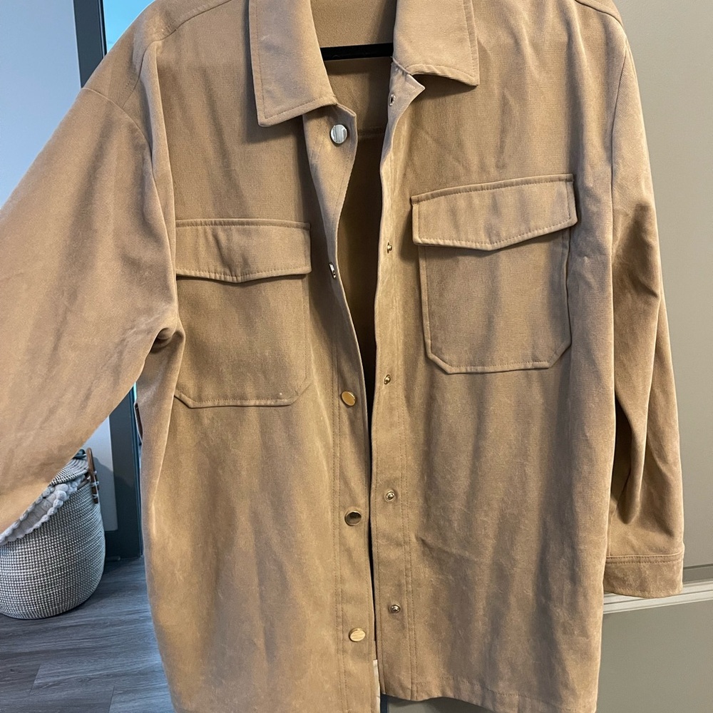 Zara Women's Tan utility jacket shirt